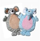 Multipet 2-Faced Crinkle/Plush Dog Toys with Elephant/Mouse Faces