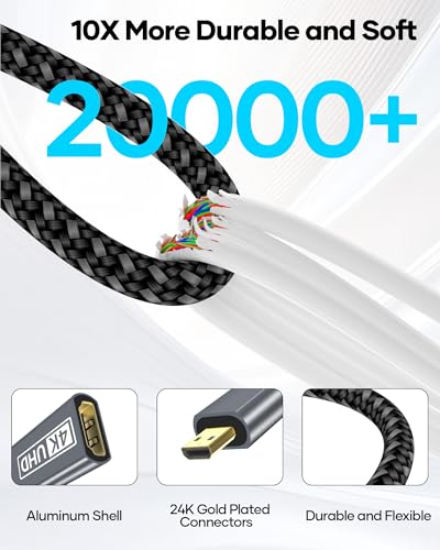 ziwodiv Micro HDMI auf HDMI Adapter 4K@60Hz, Micro HDMI Stecker zu HDMI Buchse, 3D Dolby HDR Typ D auf A Adapterkabel Kompatibel mit Raspberry Pi 5/4, Hero, Kamera, Yoga, Laptop usw