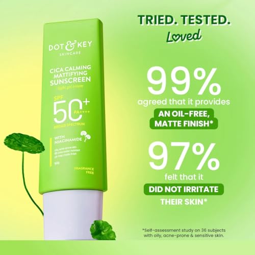Generic D.&.K. CICA Calming Mattifying Sunscreen SPF 50 PA++++, for Oily Acne Prone & Sensitive Skin, UVA/UVB Protection, No White Cast, Ultra Light, Fragrance Free, 80g