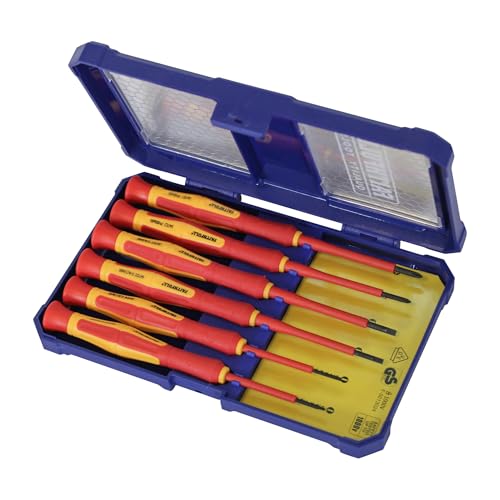 Faithfull VDE Precision Screwdriver Set – 6 Piece Kit with Slotted & Phillips Tips, Slip-Resistant Soft-Grip Handles with Revolving Body – BS EN60900:2012, 1000V Working Limit