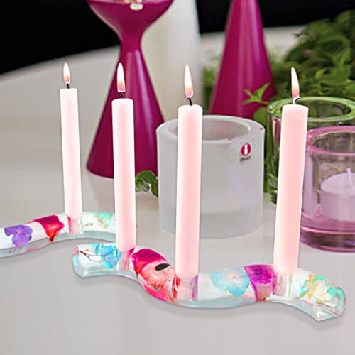 Mcckle 3Pcs Wave Candle Holder Resin Mould Tealight Candle Holder, S Shape Candle Holder Linear Tea Lamp Holder Resin Mould For Tapered Candles, Stick Candles (S M Shape) #TOP5