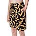 JINJINKIANG Yellow Banana Black Boys Swim Trunks with Compression Liner Swim Shorts Swimwear Quick Dry Boy Bathing Suit Beach Swimsuit Toddler