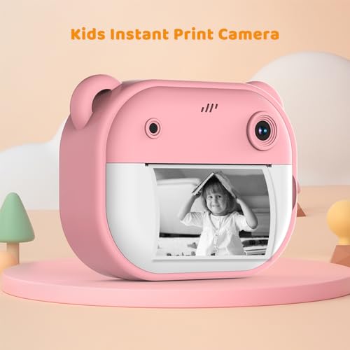 Daconovo Câmera de impressão instantânea infantil Câmera infantil Câmera digital 1080P com lente dup