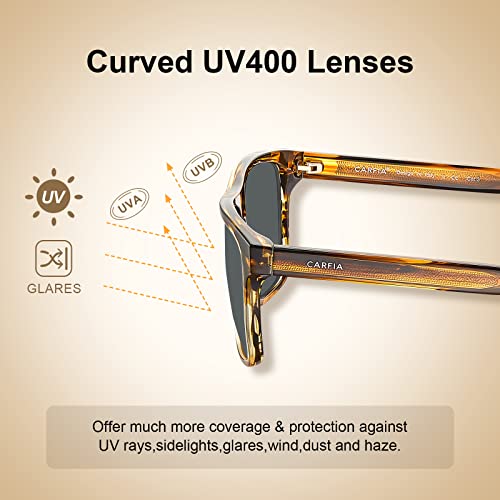 Carfia Curved Acetate Polarized Sunglasses For Men Uv Protection, Retro Cool Driving Eyewears With Embossed Pattern Wire Core #TOP5