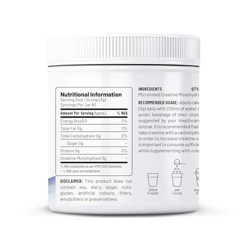 Image of Unived Micronised Creatine Monohydrate Powder - 250g (83 Servings) | 100% Pure, Unflavoured | Supports Strength, Power & Muscle Recovery