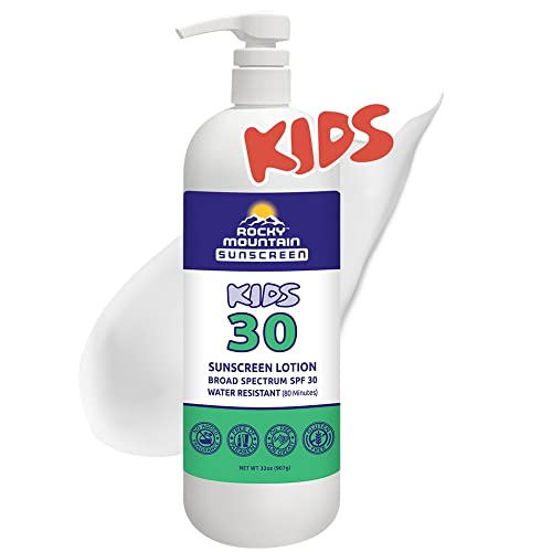 Rocky Mountain Sunscreen - Reef Safe Spf 30 Lotion For Kids - Broad Spectrum Uva/Uvb - Water Resistant Hypoallergenic Sun Care - Non-Greasy Body Sunscreen For Children - Quart With Pump (32 Fl Oz) #TOP5