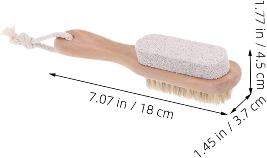 3pcs Foot Pumice Brush with Natural Bristles and Wooden Handle Dual-Sided Foot Scrubber for Hard Skin Removal and Exfoliating for Shower and Pedicure Use