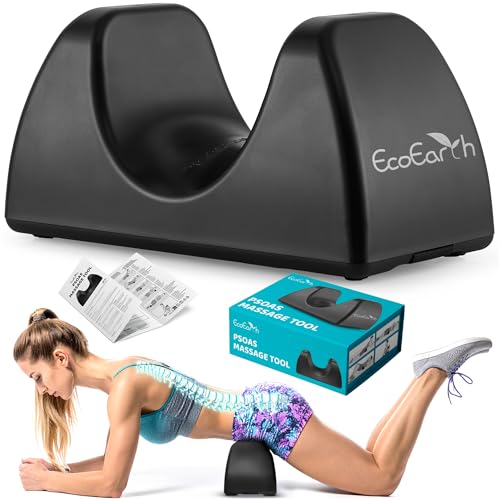 Psoas Release Massage Tool - Black - Deep Tissue Hip Flexor Massager with Strap Design & Anti Slip Base - Myofascial Massage Tool for Lower Back & Psoas Muscles - Trigger Point Massager - by EcoEarth