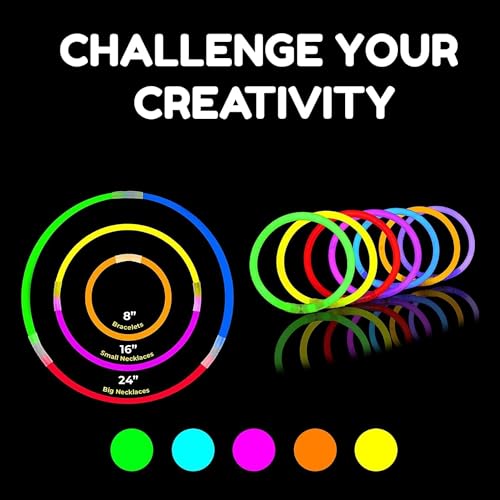 SHATCHI 100Pcs Glow Sticks 20cm Neon Party Accessories for Kids: Perfect Halloween, Disco, Birthday, Football Party Bag Fillers Decorations – Glow-in-the-Dark Bracelets, Necklaces Unisex Favours - Image 9