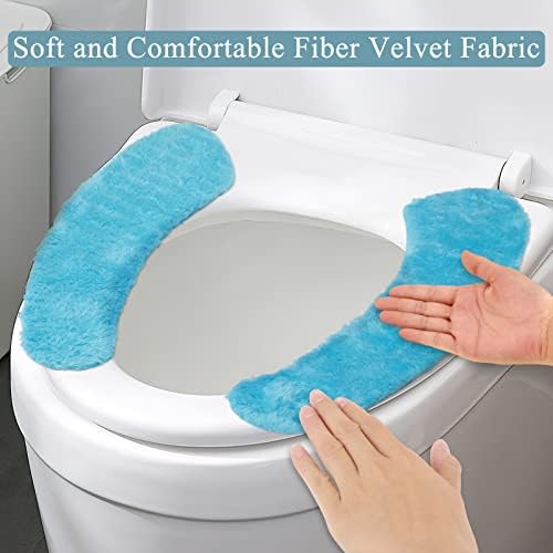 3 Pairs Padded and Thickened Soft Plush Toilet Seat Covers, Self-adhesive Toilet Pads Soft Warmer Bathroom Toilet Cushion Portable Washable Universal for Pregnant Woman and Elderly