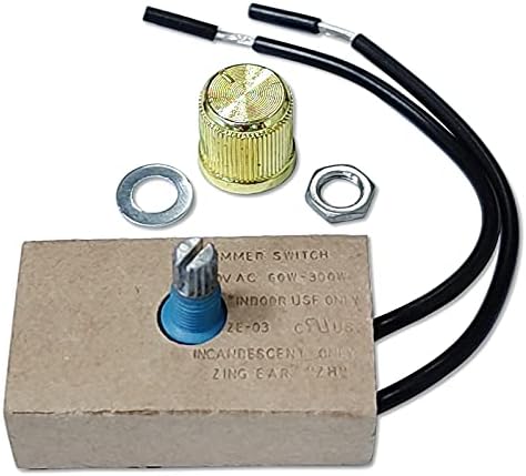 Miayaya Zing Ear ZE-03 Dimmer Switch Combo Kit Rotary 120VAC 240VAC 300W MAX Repair Tools Replacement Full Range Inline Table Lamps Floor Lights Dimmable LED Paper Outer Shell Brass Easy to Install