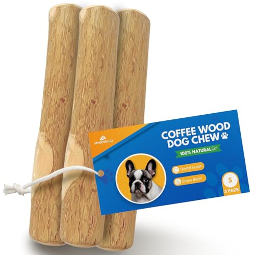 MINOWILD Set 3 of Coffee Wood Dog Chew Toy –