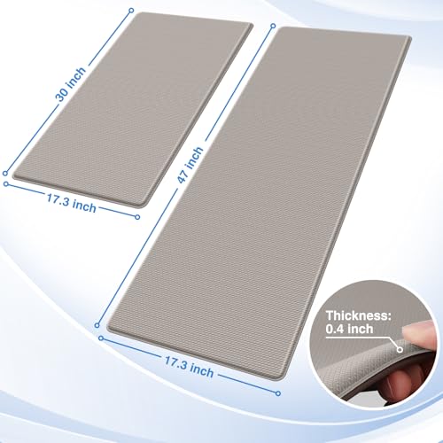 image for StepRite Kitchen Mats, 2PCS Kitchen Rugs, Cushioned Anti Fatigue Kitch