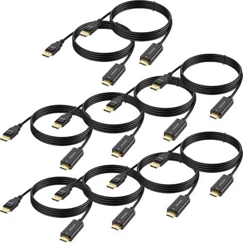 DisplayPort to HDMI Cable 6 feet 10-Pack, 4K Display Port to HDMI Cables Uni-Directional Display Port to HDMI Cord for Dell, Monitor, Projector, Desktop, AMD, Lenovo, HP, ThinkPad and More