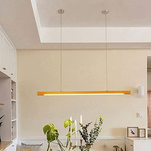 Lámpara lineal de comedor de madera de roble con luz LED de 6000K 4