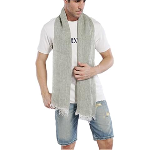 prettystern Herren Damen Meliert einfarbig Leinen-Schal lang leicht Sommer-Tuch Cover