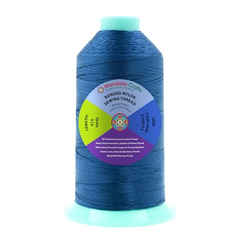 Mandala Crafts Size 346 210D T350 Airforce Blue Bonded Nylon Thread 415 YDs