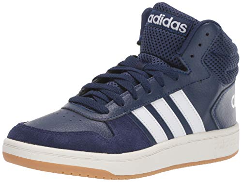 adidas Men's Hoops 2.0 Mid Sneaker, Dark Blue/White/Cloud White, 8.5 M US