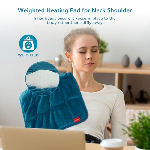 Comfytemp Weighted Heating Pad for Back & Period, FSA Eligible Electric Heat Pad, Valentines Day Birthday Gifts for Mom Dad Women Men, 2.2 lb HSA Approved Neck Shoulder Heated Pad, 2H Auto-Off, 12x24