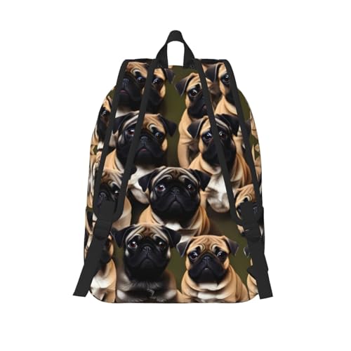 Sac à dos imprimé Pug avec compartiment ordinateur portable