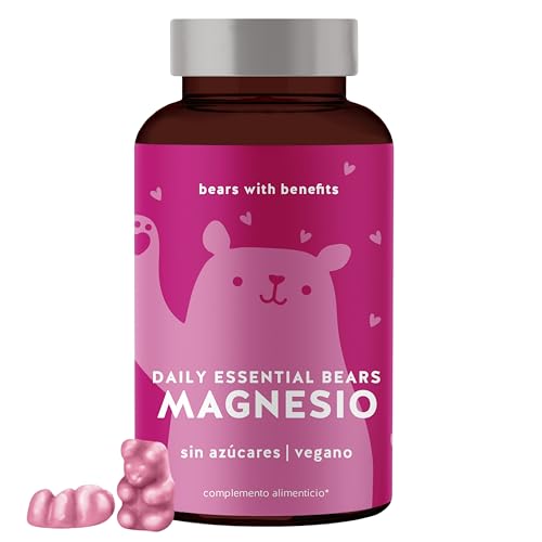 Gominolas de Magnesio - Vegano y Sin Azucar - Contribuye al funcionamiento normal de los músculos y al metabolismo energético normal - 250 mg de Magnesio por Dosis - 45 u - Bears with Benefits