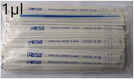 Renon, 100 Counts 1μl Inoculating Loops, Sterile EO(Ethylene Oxide) Inoculation Loop, Each Individually Wrapped Disposable Package, ABS Material, 1 microliter