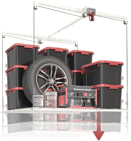 Overhead Garage Storage Rack, Adjustable Heavy-duty 4x4 Ft Ceilin...