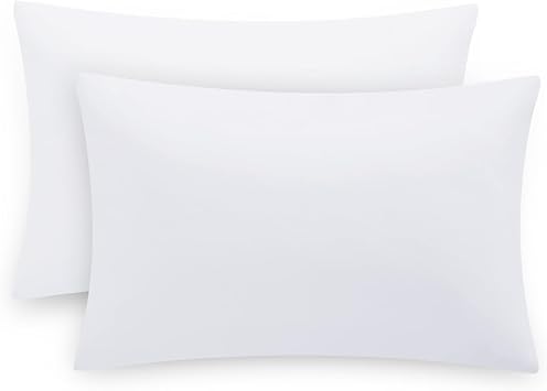 Pillow Cases 2 Pack - White Pillowcases Plain Pack of 2, Super Soft Brushed Microfiber Standard Queen Pillow Covers With Envelope Closure, 50x75 cm