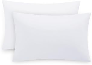 Pillow Cases 2 Pack - White Pillowcases Plain Pack of 2, Super Soft Brushed Microfiber Standard Queen Pillow Covers With Envelope Closure, 50x75 cm