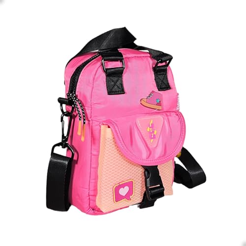 Bolsa Luluca com Chaveiro, Resistente à Água, Nylon, com Bolso Frontal (Rosa)
