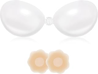 Backless Strapless Bra for Push Up, Clear Gel Silicone Padded Adhesive Invisible Sticky for Women, Wedding Dress