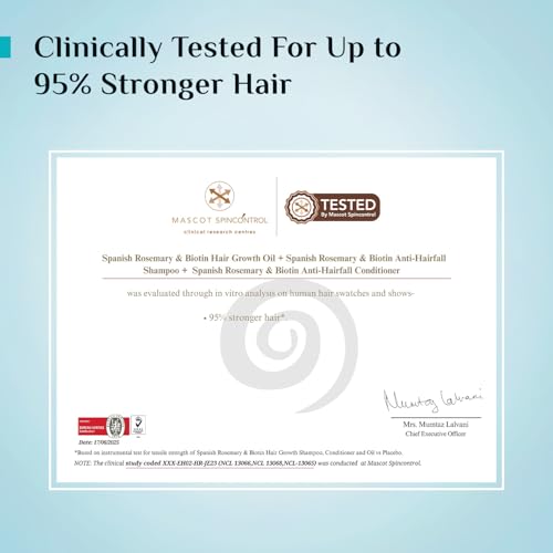 Image of Pilgrim Spanish Rosemary & Biotin Anti Hairfall Shampoo for Reducing Hair Loss & Breakage 400ml (Pack of 2) | Rosemary shampoo for hair growth | Upto 95% stronger hairs | For all hair types | For Men & Women