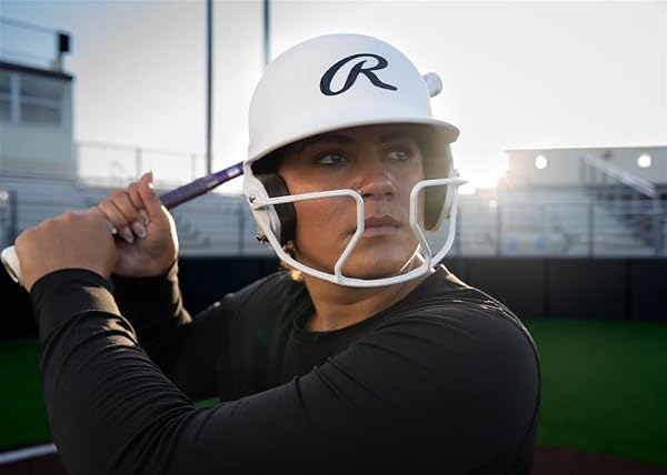 Rawlings | MACH HI-VIZ Fastpitch Softball Batting Helmet | Face Guard Attached | White | Junior - 6 3/8" - 7 1/8" by Rawlings - Image 3
