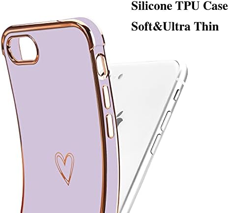 Micoden for iPhone SE 2022 Case iPhone 8 Case iPhone SE 2020 iPhone 7 Case Cute Girls Women Silicone Fashion Heart Plating Edge Shockproof Bumper Phone Case for iPhone 7/8/SE2020(2022) Purple