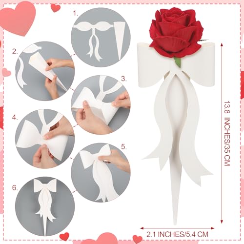 Lerheedi 24 Pcs Flower Bouquet Holder Mother's Day Single Rose Bow Theme Bags DIY Flower Wrapping Paper for Wedding Valentine Graduation Birthday Floral Arrangement(White) by Lerheedi - Used condition - Image 2