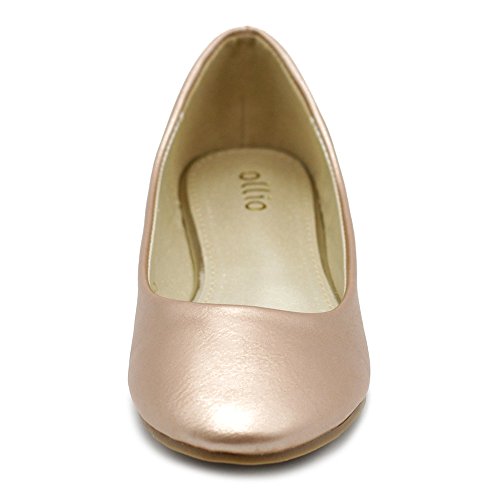 Ollio Women's Shoe Ballet Basic Light Comfort Low Heel Flat M1009 (7.5 B(M) Us, Rose Gold) #TOP2