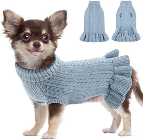 Winter Small Dog Sweaters Female Girl Cat Warm Clothes, Puppy Coat for Extra Small Dogs, Soft Christmas Fleece Vest for Teacup Chihuahua Yorkie Sphynx, Green S