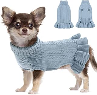 Winter Small Dog Sweaters Female Girl Cat Warm Clothes, Puppy Coat for Extra Small Dogs, Soft Christmas Fleece Vest for Teacup Chihuahua Yorkie Sphynx, Green S