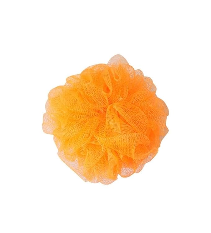 Mesh Bath Loofah Body Scrubber Sponge Puff, Soft Shower Pouf for Bathing, Orange