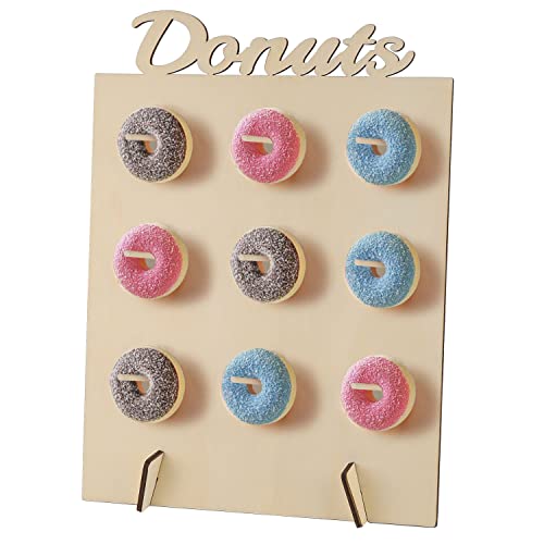 Demarsen Support Donuts Bois, 9 Trous Presentoir Donuts, Donut Présentoir Support, Bois Porte Donuts, Support Beignet, Donut Ständer pour Décoration pour Mariage Fête d'Anniversaire thumbnail