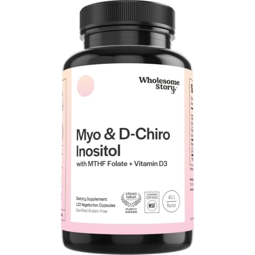 Myo-Inositol & D-Chiro Inositol Capsules with MTHF Folate Vitamin D| Support for Ovarian Function Hormone Balance & Homocysteine Levels | Fertility Supplements for Women | 40:1 Ratio