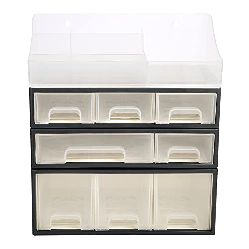 ROSELIFE Cosmetic Storage Box - Makeup & Drug Organizer, 4-Piece 8-Drawer, 5-Slot, Transparent