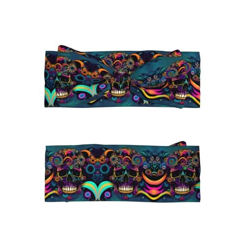 Psychous Skeleton Pattern Baby Bow Headband - Super Stretchy Soft Bows Hair Accessories for Newborn Infant Toddlers Kids Girls - Elastic and Skin-Friendly2