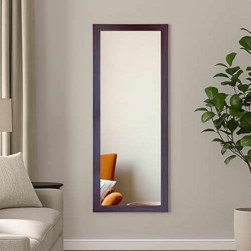 Art Street Bathroom Wall Mirror, Brown Wall Mount Rectangular Mak...