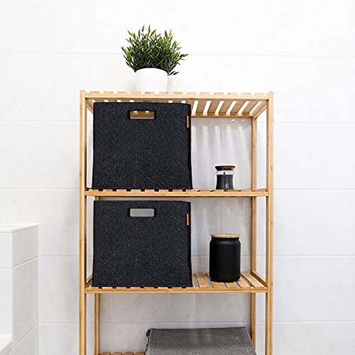 Miqio® Design pudełko do przechowywania z filcu zestaw 4 sztuk | 30x30x30 cm | Organizer pudełko składane | Kosz do przechowywania | Pudełko na półkę wkład Kallax | Ciemnoszary