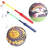 com-four® 4-teiliges Laternen-Set - Papierlaternen mit LED-Laternenstäben - dekorative Martinslaternen für Sankt Martin, Laternenumzüge, Halloween & stimmungsvolle Fest (4tlg Set - Laternen/Stäbe)
