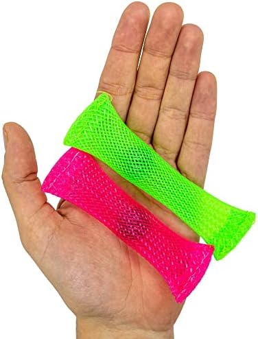 Gifton Fidget Toys, Mesh Tube with Marble Ball - Stress Relief Toy, Anxiety ADHD ADD Autism Stocking Stuffers for Kids Boys Girls Adults (Pack of 4)
