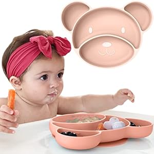 Linda’s Essentials Baby Suction Plate – Non Slip Silicone Baby Weaning Plate – Stay Put Toddler Feeding Plate with…