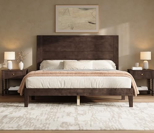 AMERLIFE 3 Piece Queen Bedroom Set, Solid Wood Platform Bed