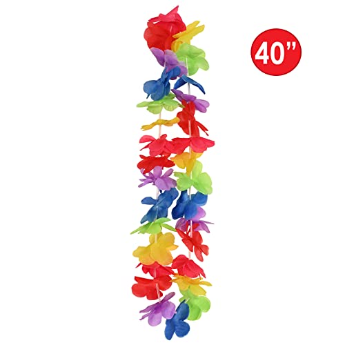 Beistle 3 Piece 40" Floral Rainbow Hawaiian Leis For Tropical Luau Party Supplies And Favors, Multicolor #TOP2
